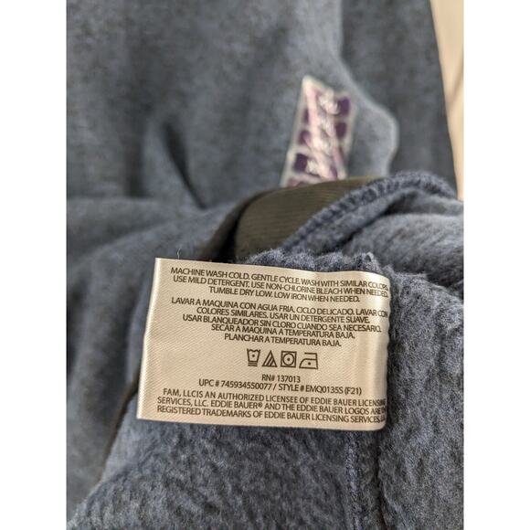 Eddie Bauer Fleece Sweater XXL Heather Navy Classic Fit High Neck 1/4 Zip Staple - Picture 7 of 12